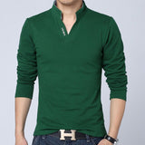 2020 new Fashion Cotton polo shirt men Leisure Stand Collar Long Sleeve Polo shirts Men V-neck Polo shirt Big Size S-7XL man top